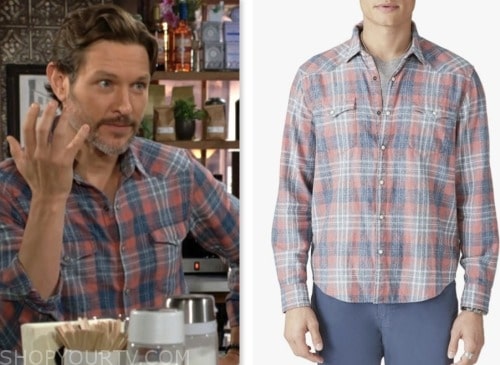 Daniel Romalotti, Michael Graziadei, the young and the restless, red and blue plaid shirt