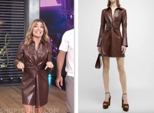 kit hoover, access daily, brown leather twist shirt dress