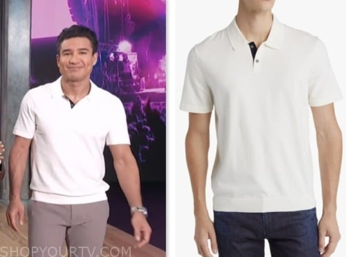 mario lopez, access daily, white polo shirt
