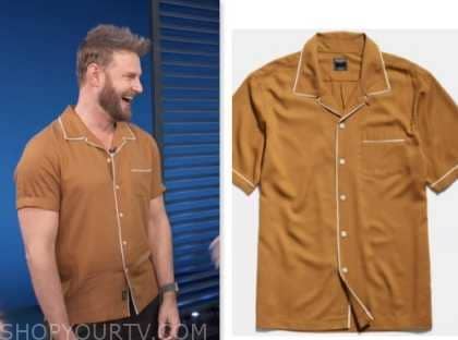bobby berk, mustard yellow contrast trim shirt, access daily