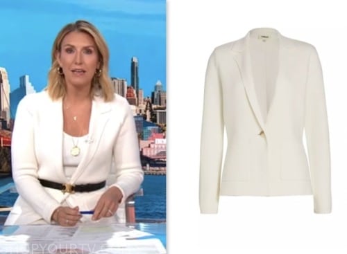 poppy harlow, cnn this morning, white knit blazer