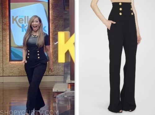 live with kelly and mark, carrie ann inaba, black sailor button front pants