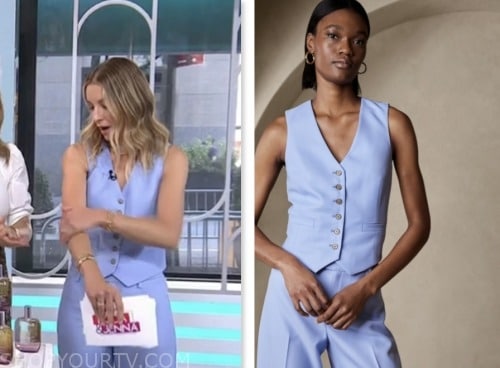 the today show, hoda and jenna, periwinkle blue vest and pants, andrea lavinthal