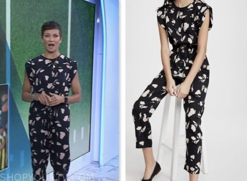 the today show, stephanie gosk, black and pink printed jumpsuit