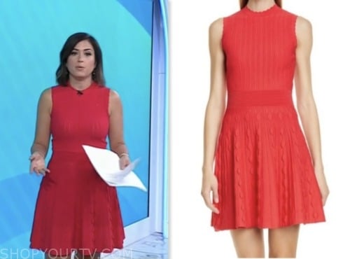 chloe melas, the today show, red scallop knit flare dress