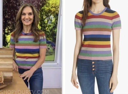 the today show, joy bauer, rainbow striped metallic knit top