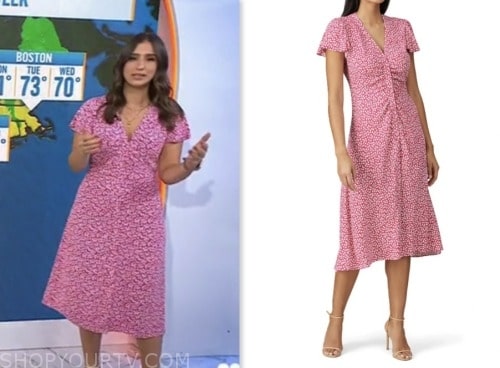 angie lassman, the today show, pink floral midi dress