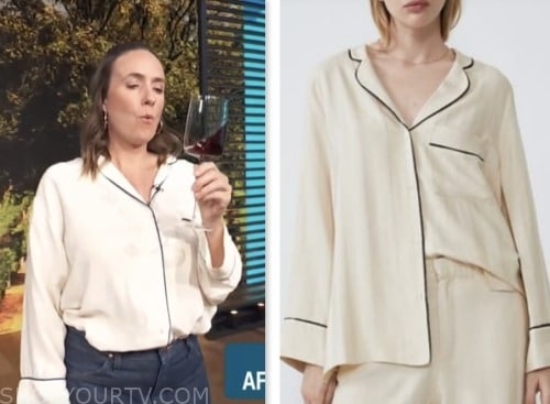 Helen Johannesen, access daily, ivory contrast trim shirt