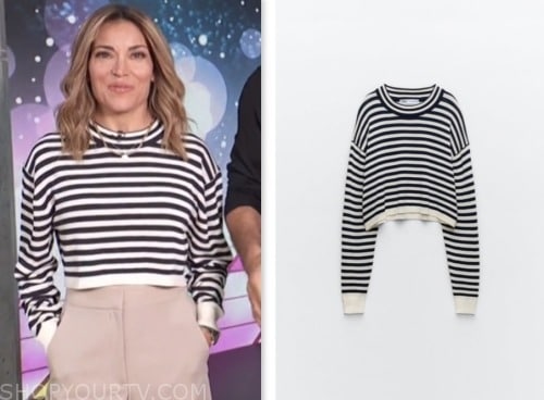 kit hoover, access daily, black and white striped cropped sweater