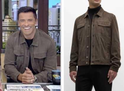 mark consuelos, live with kelly and mark, olive green suede jacket