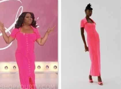 sherri shepherd, sherri, pink button front maxi dress
