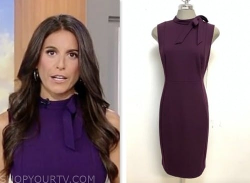 fox and friends, fox news fashion, purple tie neck sheath dress, brooke singman