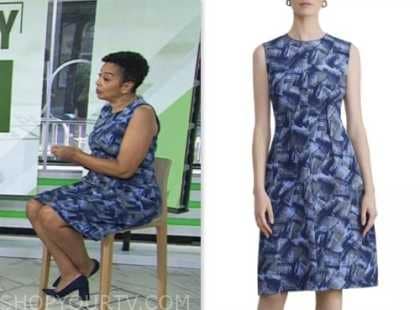 sharon epperson, the today show, blue printed dress