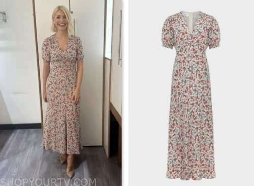 this morning, holly willoughby, floral midi dress