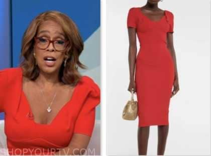 gayle king, cbs mornings, red dress