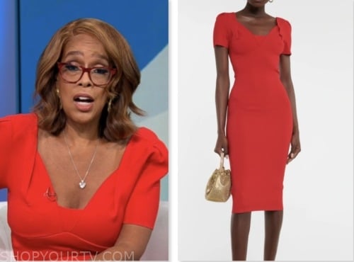 gayle king, cbs mornings, red dress