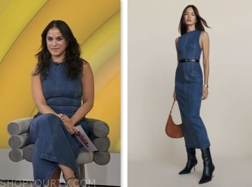 donna farizan, the today show, hoda and jenna, denim sleeveless midi dress