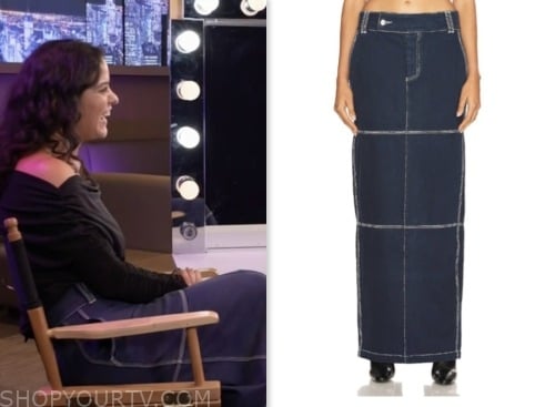 the today show, hoda and jenna, navy grid maxi skirt, donna farizan