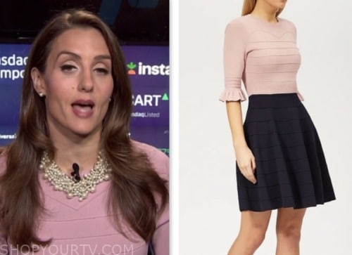 Kristina Partsinevelos, nbc news daily, pink and navy knit dress