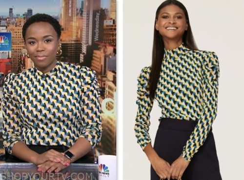 ZINHLE ESSAMUAH, nbc news daily, geometric turtleneck top