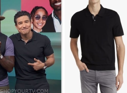 mario lopez, access daily, black polo shirt