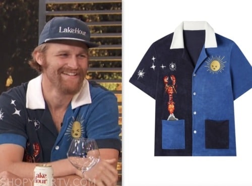 Wyatt Russell, access daily, star and sun blue shirt