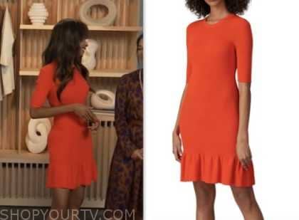 zuri hall, access daily, red ribbed knit mini dress