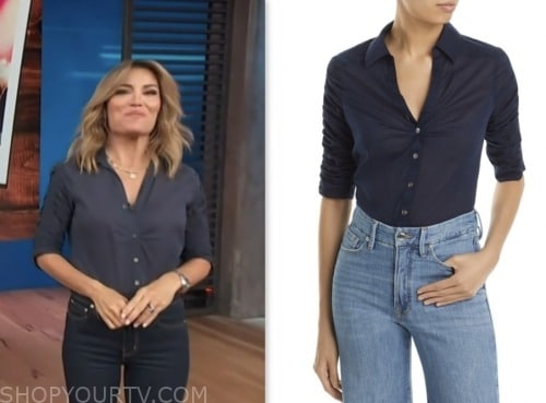 Access Hollywood: September 2023 Kit Hoover's Navy Blue Ruched Sleeve ...