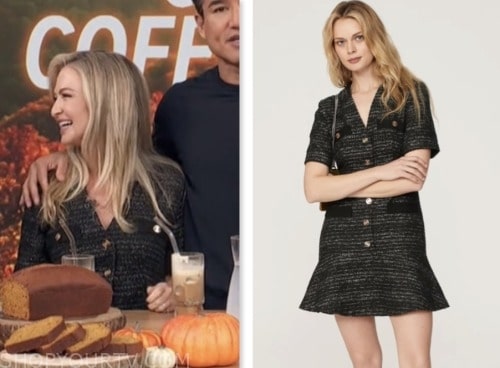 Maria Provenzano, access daily, grey tweed mini dress