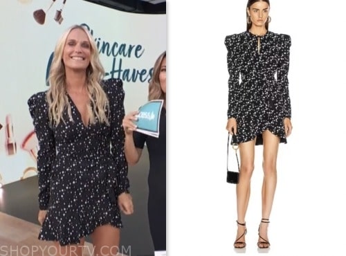 molly sims, access daily, black and white star print wrap mini dress