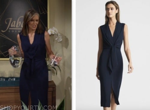 diane jenkins, susan walters, the young and the restless, navy tie waist midi dress