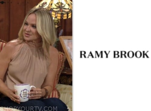 sharon newman, sharon case, beige halter top, the young and the restless