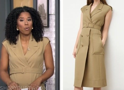 ADRIANA DIAZ, cbs mornings, khaki trench dress