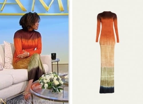 Nina Westbrook, multicolor colorblock dress, tamron hall show