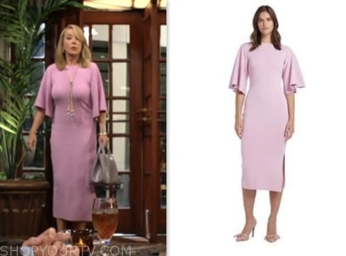 nikki newman, the young and the restless, melody thomas scott, pink midi dress