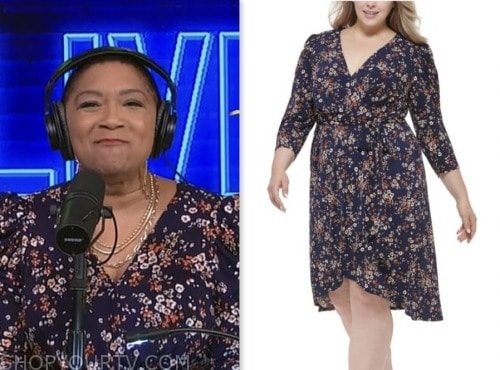 deja vu, live with kelly and mark, navy blue floral wrap dress