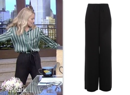 live with kelly and mark, kelly ripa, black silk drawstring pants