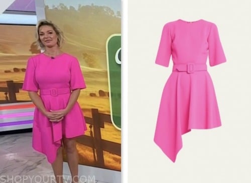 the today show, hoda and jenna, Katherine Heigl, pink belted asymmetric mini dress