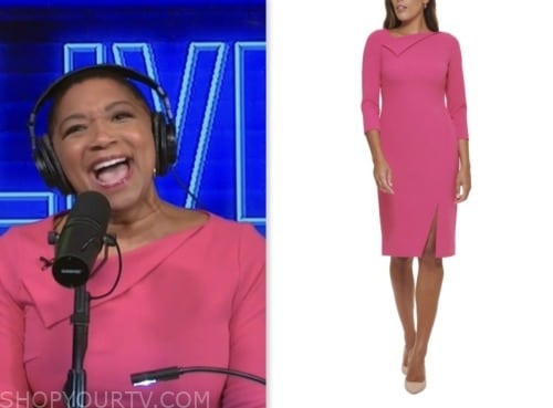 live with kelly and mark, deja vu, pink fold over neck sheath dress