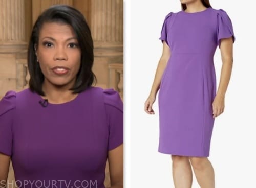 cbs mornings, purple sheath dress, nikole killion