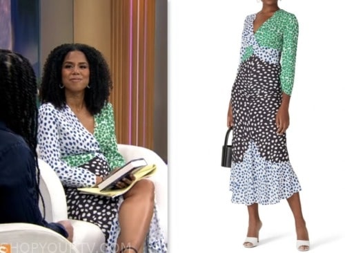 ADRIANA DIAZ, cbs mornings, mixed print dress