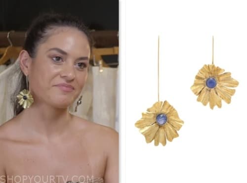the today show, hoda and jenna, donna farizan, gold and blue flower drop earrings