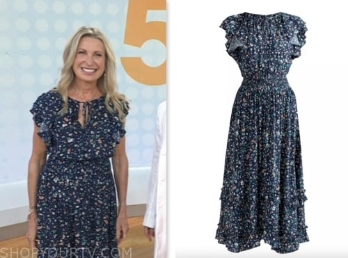 Denise Caron-Quinn, the today show, navy blue floral midi dress