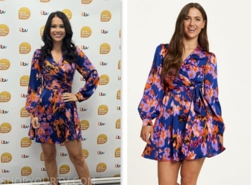 good morning britain, Hayley Sparkes, abstract wrap dress