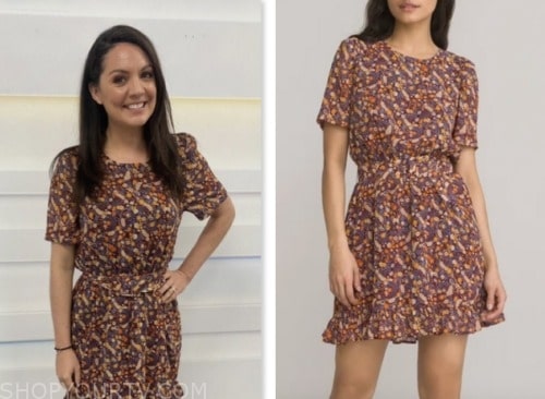 good morning britain, laura tobin, brown and orange floral print mini dress