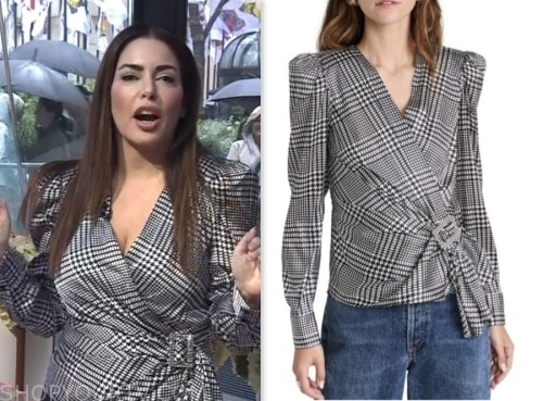 the today show, hoda and jenna, houndstooth satin plaid wrap top, bobbie thomas
