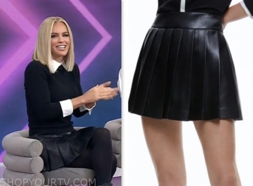 Jenny McCarthy, the today show, hoda and jenna, black leather pleated skort skirt
