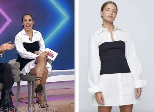 the today show, hoda and jenna, donna farizan, white and black shirt corset layered dress