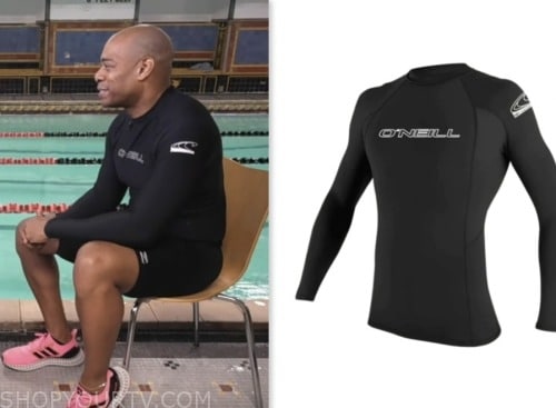 DeMarco Morgan, gma3, good morning america, black logo rash guard