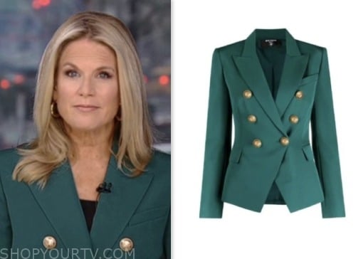 the story, martha maccallum, teal green double breasted blazer